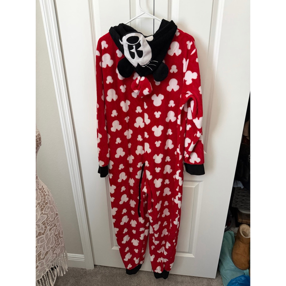 Disney Minnie Mouse Pajama Onesie L Red Black - Picture 2 of 6